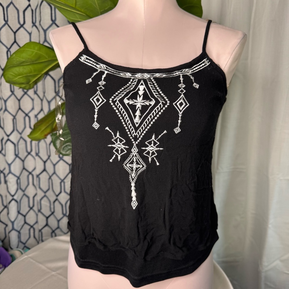 Black Embroidered Women's Top